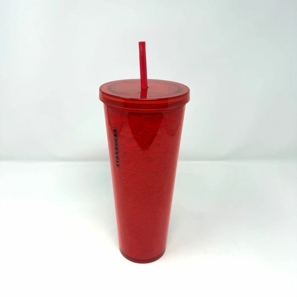 Starbucks Red Heart Pattern Tumbler